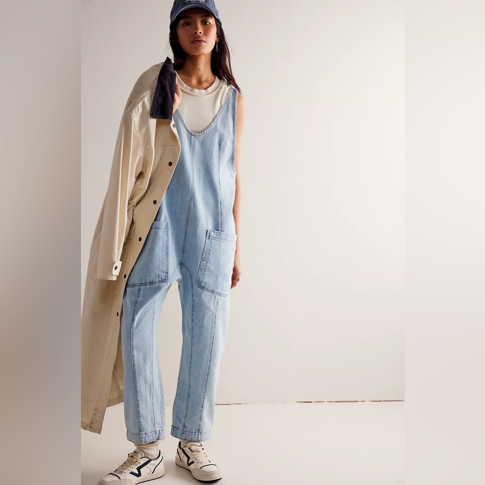 We The Free Light Blue Denim Jumpsuit